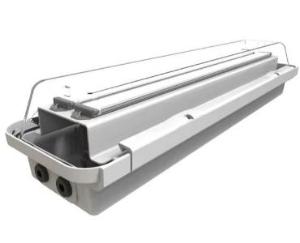 Luminária de emergência Chalmit Protecta III modelo PRGE/05L/LE/EM, LED, linear, Gear Tray, 220-254VAC, 50/60Hz, 64W, 4ft, 1200 mm, corpo em alumínio, IP66/67, Atex Grupo II, GD, Ex E Mb Q, IIC, T4, BAS 04ATEX0220, catálogo datasheet